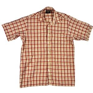 Short Sleeve Shirt Plaid Mens Medium - Vintage CHUMS Red White